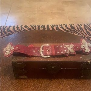Genuine red leather bling rhinestone belt !